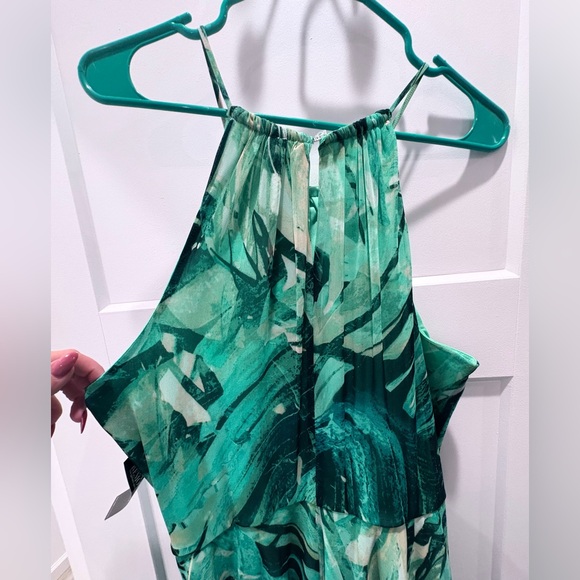 New York & Company Teal Abstract Midi Dress - Picture 4 of 5